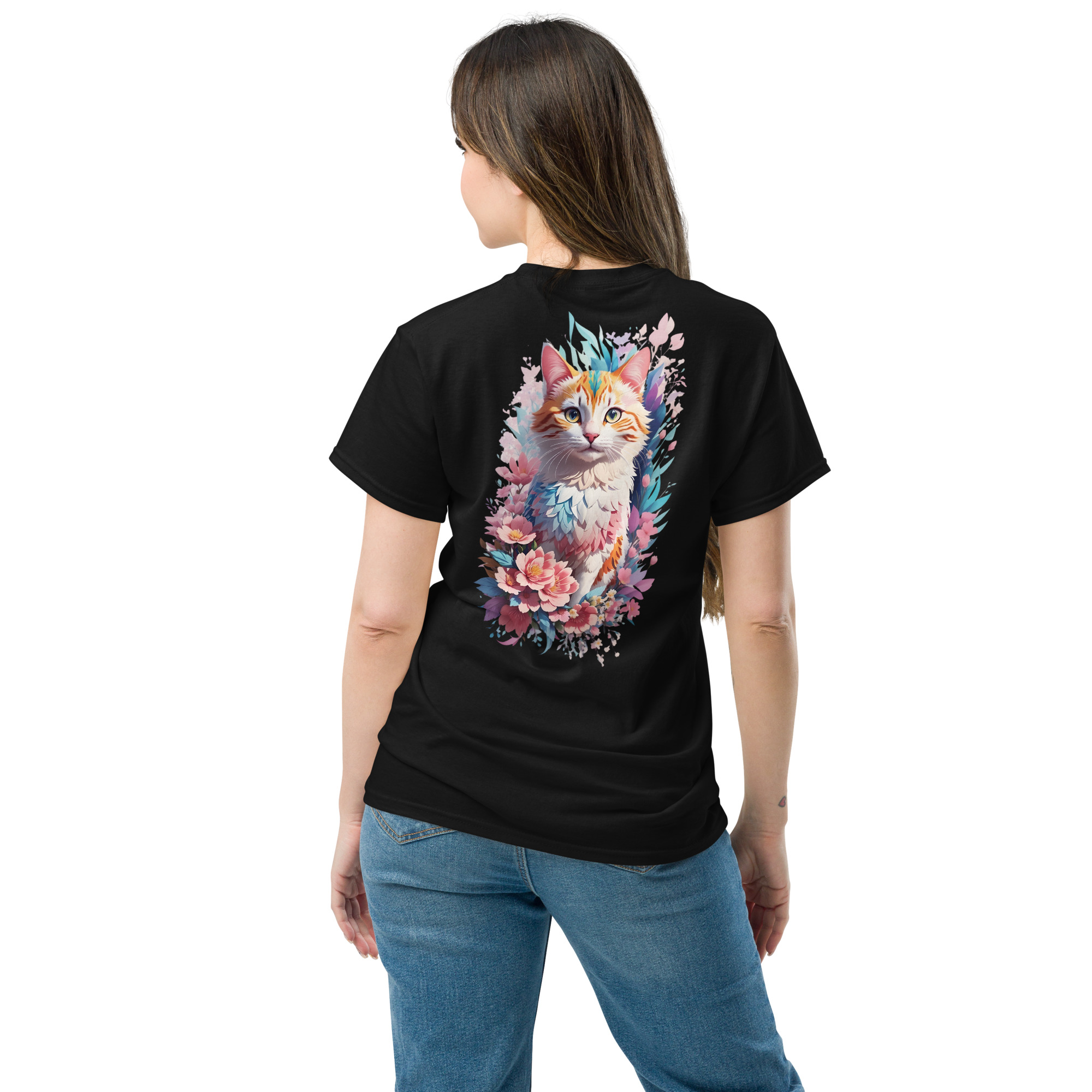 Camiseta Unisex Gato Floral Fantasía - Imagen 3