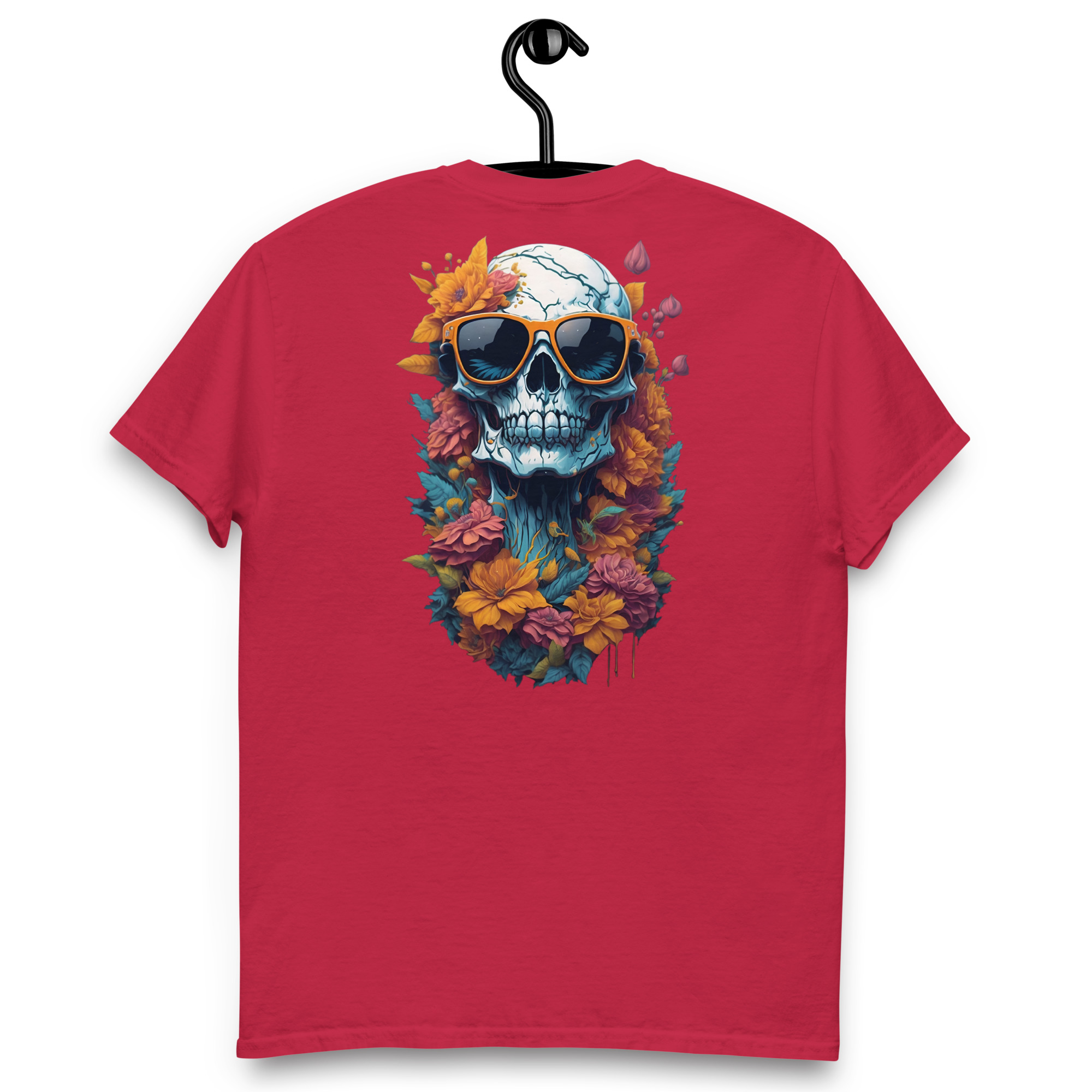 Camiseta Unisex Calavera con Gafas y Flores - Imagen 6