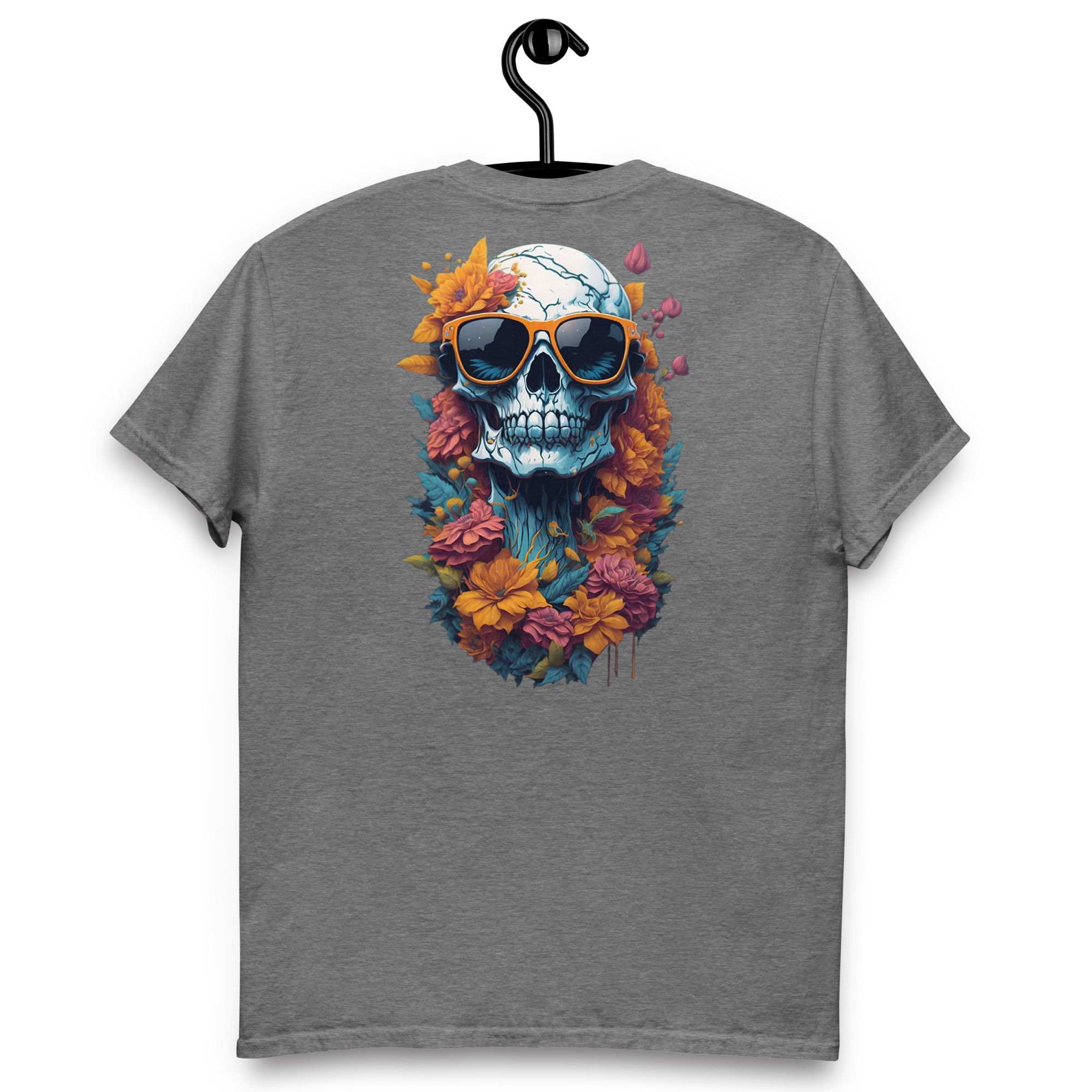 Camiseta Unisex Calavera con Gafas y Flores - Imagen 8