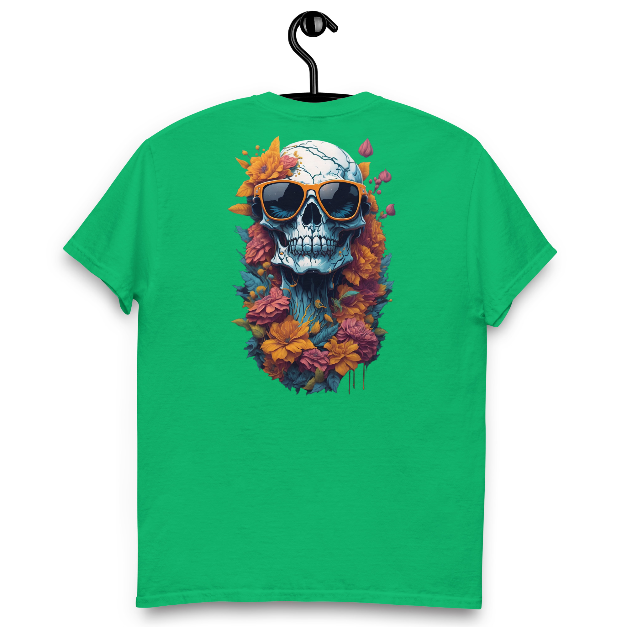 Camiseta Unisex Calavera con Gafas y Flores - Imagen 9