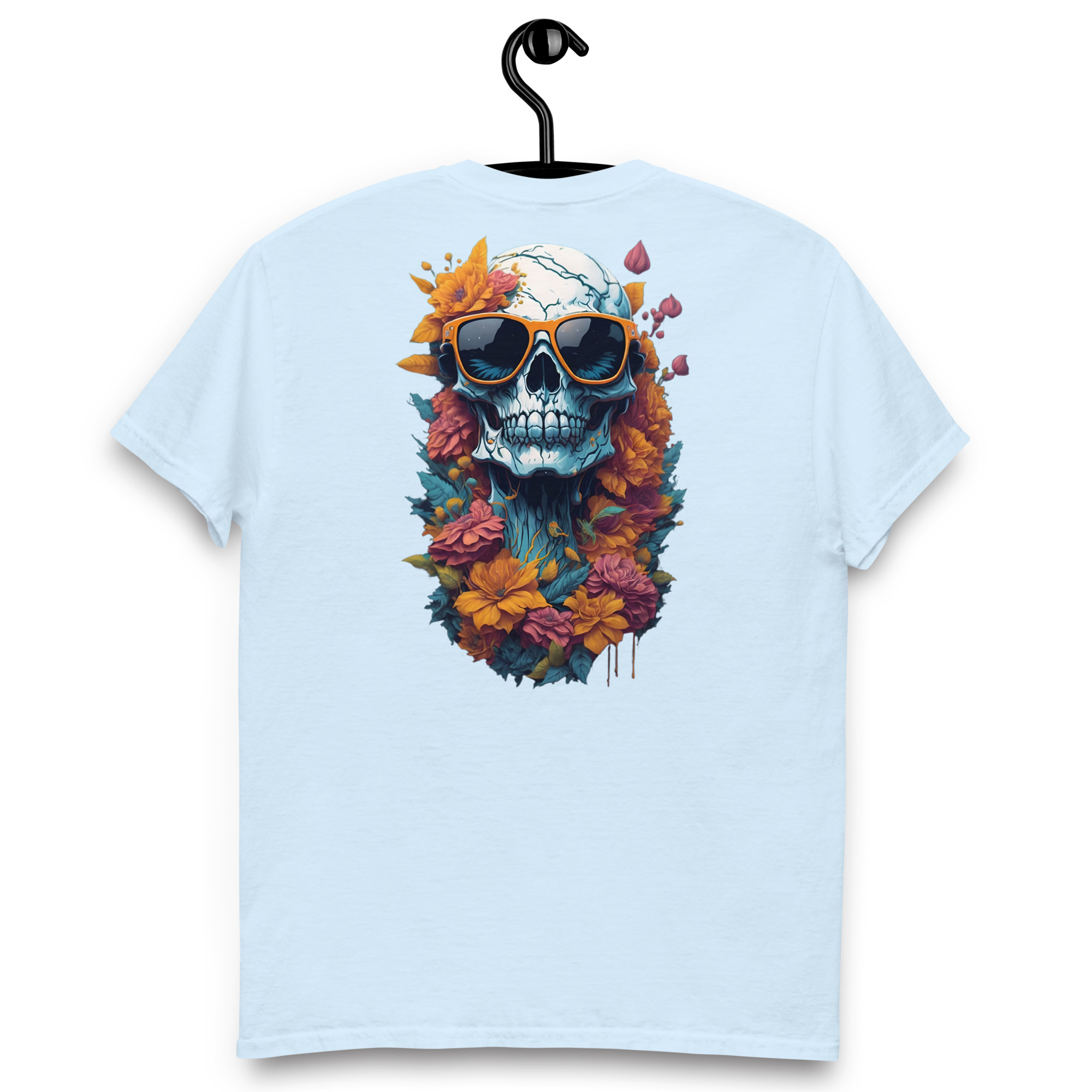Camiseta Unisex Calavera con Gafas y Flores - Imagen 11