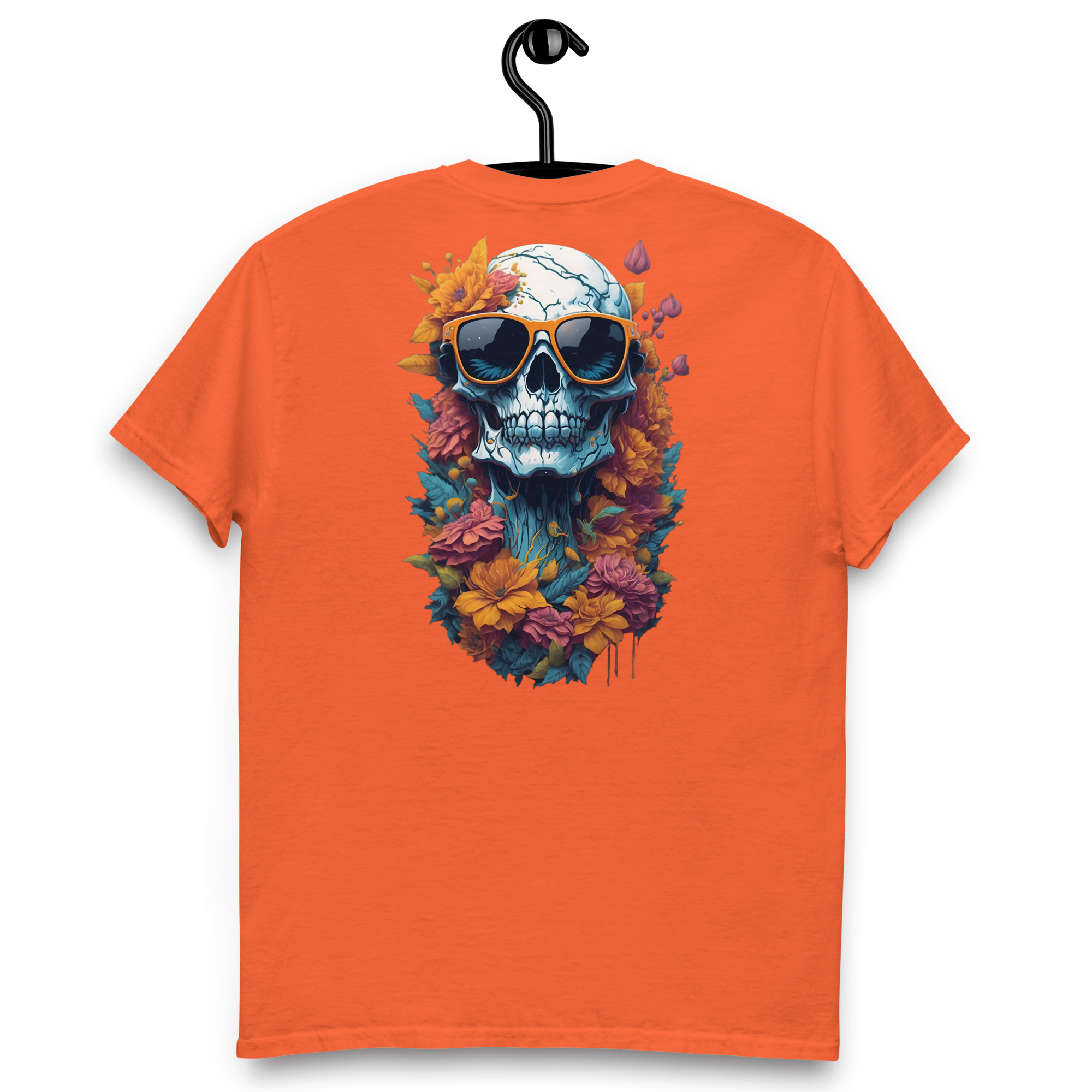 Camiseta Unisex Calavera con Gafas y Flores - Imagen 7